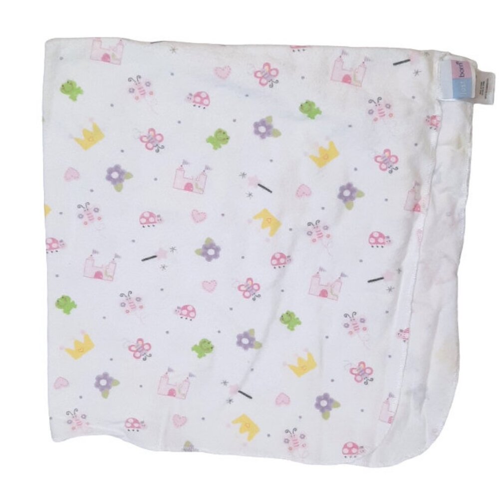Just Born Crown Frog Ladybug Butterfly Castle Lovey Receiving Blanket 27" X 27"